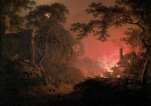 Cottage on Fire, 1793, Joseph Wright of Derby
