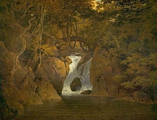 Rydal Waterfall, Cumbria, 1795, Joseph Wright of Derby