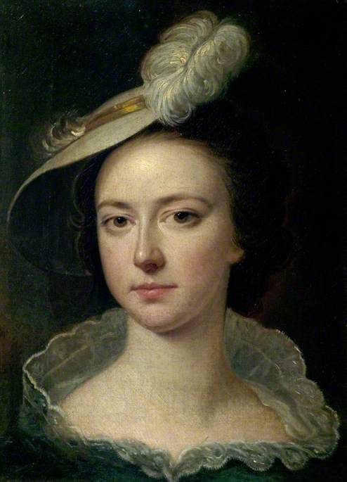 Hannah Wright (1732–1810), in a Feather Hat (sister of the artist), , Joseph Wright of Derby