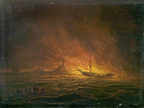 Ship on Fire, , Joseph Wright of Derby