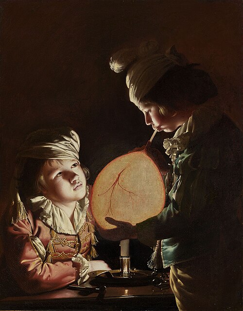 Deux garçons avec une vessie, 1767, Joseph Wright of Derby
