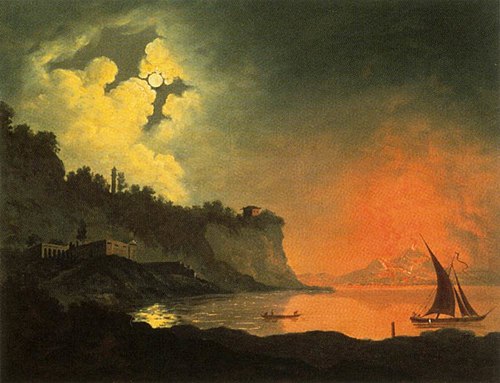 Vesuvius from Posillipo by Moonlight, 1774, Joseph Wright of Derby