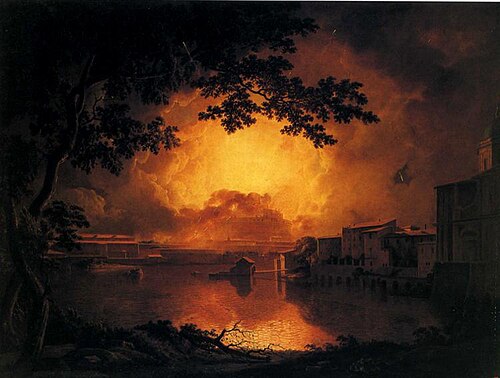 La Girandola au château Saint-Ange à Rome, 1779, Joseph Wright of Derby