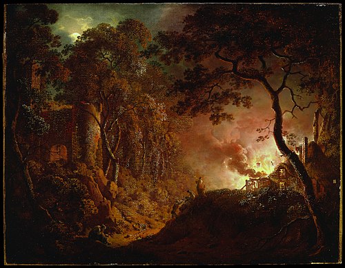 Cottage on Fire, 1786, Joseph Wright of Derby