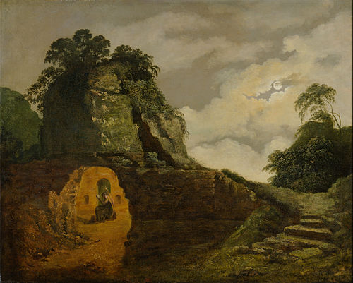 Virgil's Tomb by Moonlight, with Silius Italicu, 1779, Joseph Wright of Derby