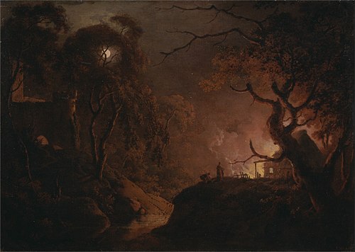 Cottage on Fire at Night, 1789, Joseph Wright of Derby