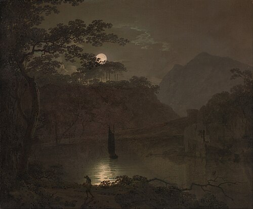 A Lake by Moonlight, 1780, Joseph Wright of Derby