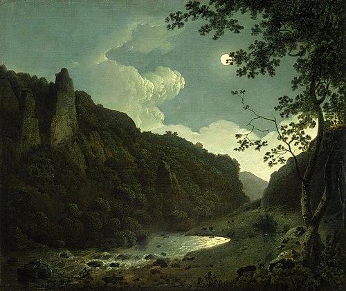 Dovedale by Moonlight, 1785, Joseph Wright of Derby