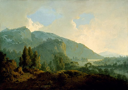 Italian Landscape with Mountains and a River, 1790, Joseph Wright of Derby