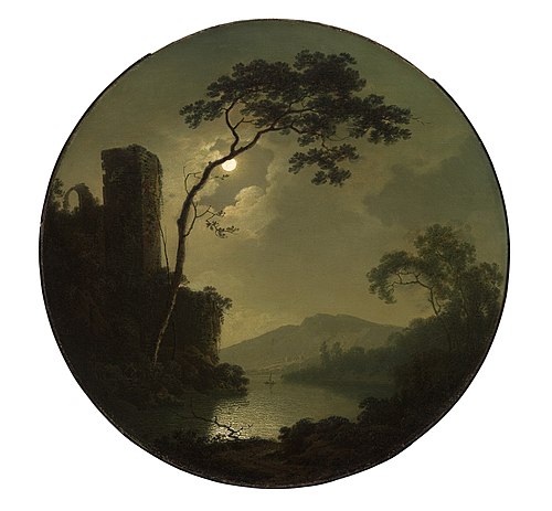 Lake with Castle on a Hill, 1787, Joseph Wright of Derby