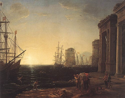 Harbour Scene at Sunset, 1643, Claude Gellée