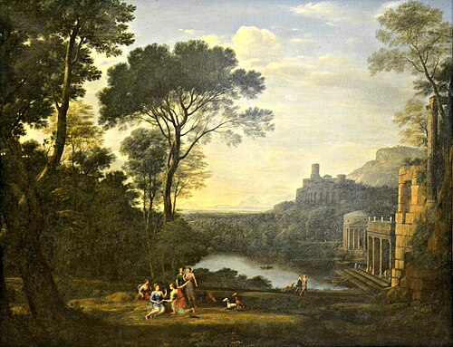 Paysage avec la nymphe Égérie pleurant Numa, 1669, Claude Gellée