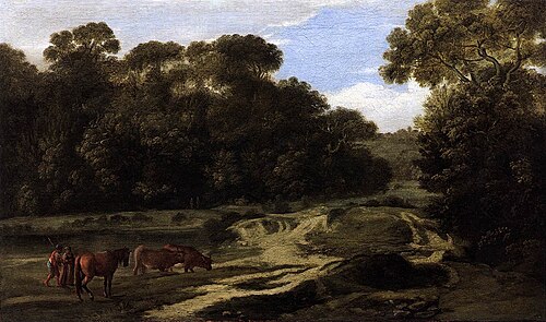 Paysage pastoral avec berger et troupeau (Chemin forestier), 1633, Claude Gellée