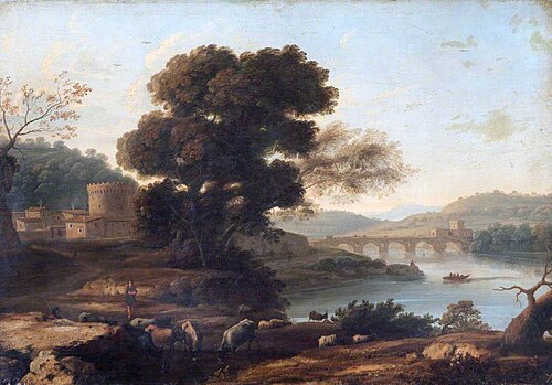 Pastoral Landscape with the Ponte Molle, Rome, , Claude Gellée