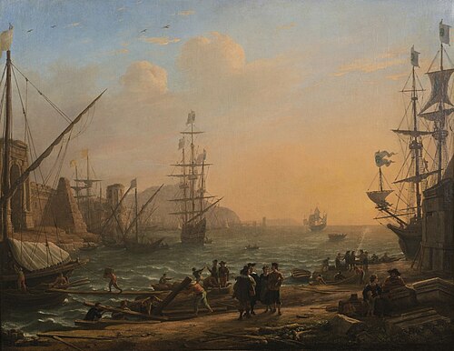Evening: A Seaport at Sunset, 1638, Claude Gellée