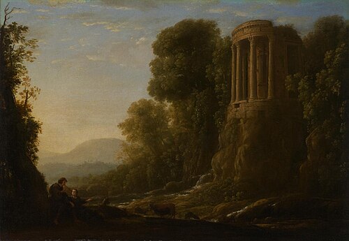 River landscape with Tiburtine Temple at Tivoli, , Claude Gellée