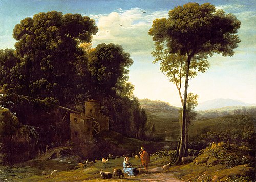 Paysage pastoral avec un moulin, 1634, Claude Gellée