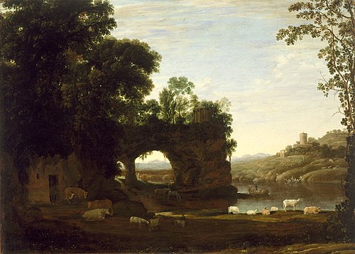 Landscape with a Rock Arch and River, , Claude Gellée