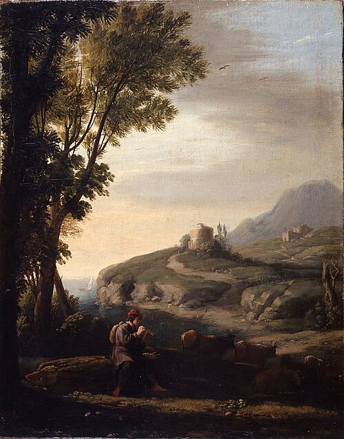 Paysage pastoral au joueur de flûte, 1635, Claude Gellée