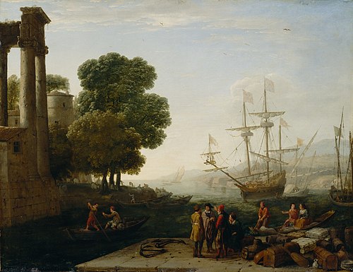 A Seaport at Sunset, 1643, Claude Gellée