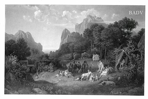 Berglandschaft mit mythologischer Szene, 1870, Viktor Paul Mohn