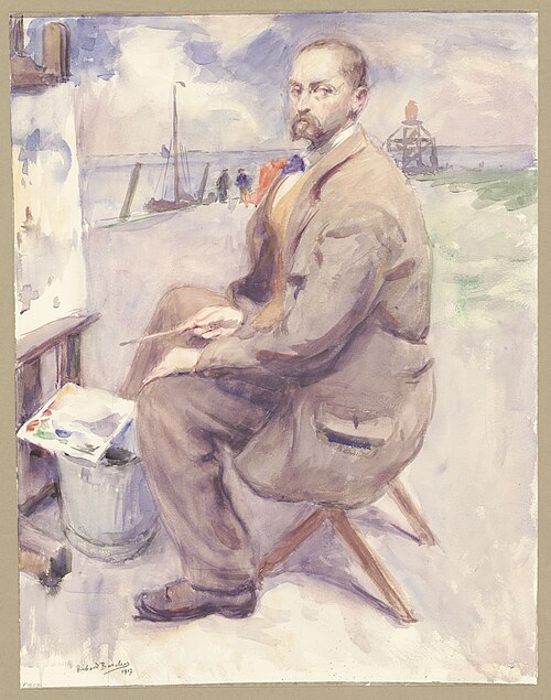 L'artiste en train de peindre au bord de la mer, 1917, Richard Baseleer