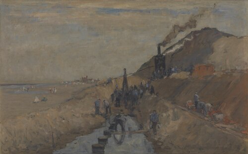 Dike Building on the Beach at Knokke, 1909, Richard Baseleer