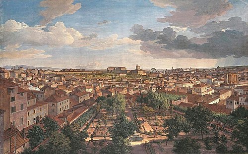 Blick von der Villa Malta in Rom nach Süden., 1834, Johann Christian Reinhart