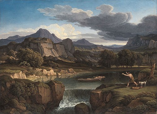 Stormy Landscape with Mountain Lake and Waterfall, 1831, Johann Christian Reinhart