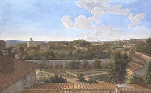 Blick von der Villa Malta in Rom nach Norden, 1830, Johann Christian Reinhart