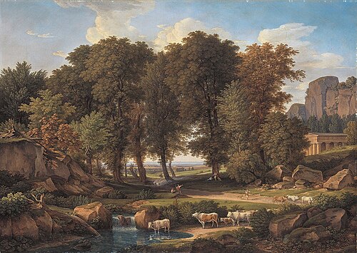 Baumgruppe mit Kühen an der Tränke, 1836, Johann Christian Reinhart