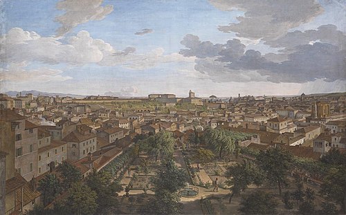 Blick von der Villa Malta in Rom nach Süden, 1834, Johann Christian Reinhart