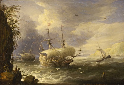 Shipping Off a Rocky Coast, 1700, Peter van de Velde