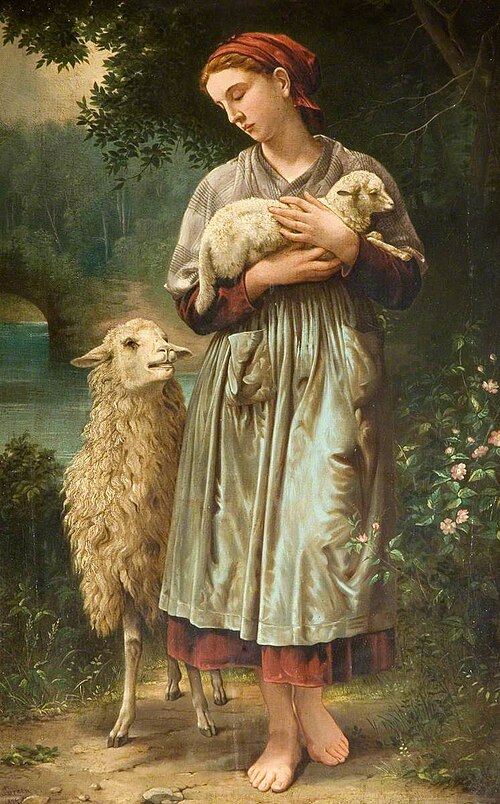 Girl with a Lamb, 1879, Aaron Green
