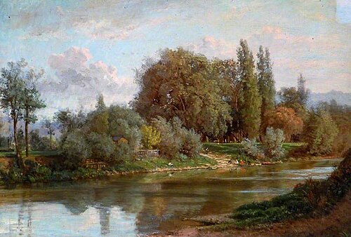 View across a River with Wooded Banks, 1865, Achille Gratien Gallier