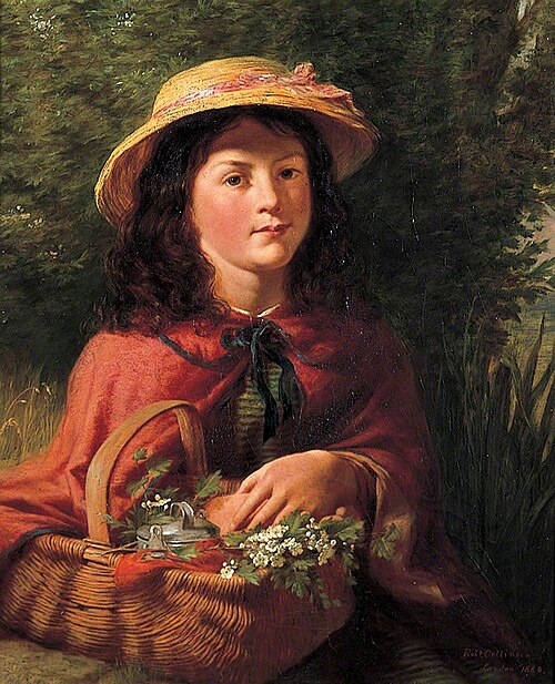 Young Girl with a Basket of Flowers, 1860, Robert Collinson
