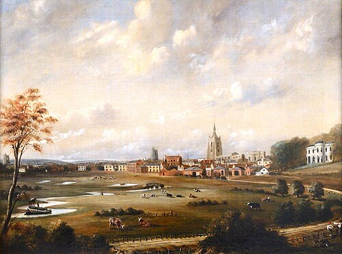 View of Sudbury from the South-East, Suffolk, 1860, Henry Bridgman