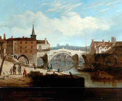 The Old Bridge over the River Ouse, York, 1809, Henry Cave