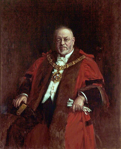 Alderman James T. Thompson (1849–1921), JP, Mayor of Birkenhead (1912–1913), 1914, Robert Edward Morrison