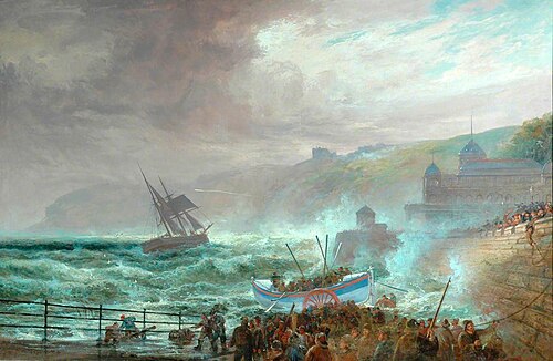 Launching the Lifeboat, 1881, Robert Ernest Roe