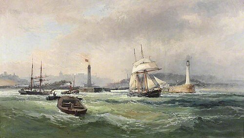 Harbour Entrance, Sunderland, 1890, Robert Ernest Roe