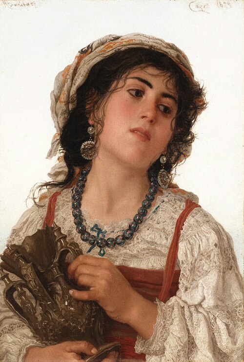 A young Italian peasant girl, 1879, Adriano Bonifazi