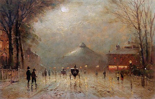 Chalk Farm Road from Haverstock Hill, 1885, Robert Finlay McIntyre
