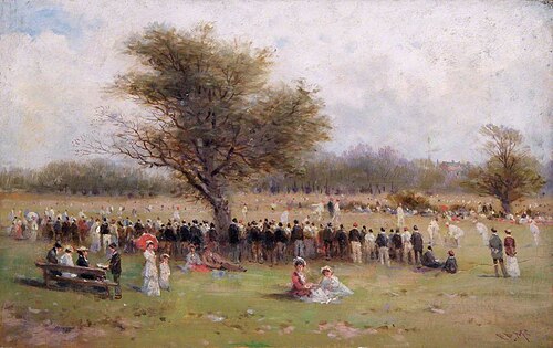 The Cricket Match, Gospel Oak Fields, 1885, Robert Finlay McIntyre
