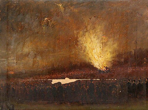 Jubilee Bonfire on Hampstead Heath, 1897, Robert Finlay McIntyre