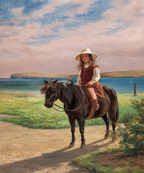 Margaret Traill Baikie on a Pony at the Hall of Tankerness, 1911, Robert Gallon
