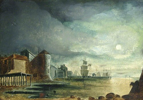 Canute Tower and Town Quay, 1890, Henry Edward Locke