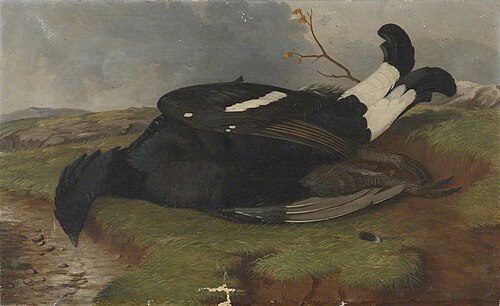 Game Study; Blackcock in a Landscape, 1868, Robert Harrington