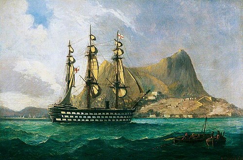 HMS 'Marlborough' off Gibraltar, 1860, Henry J. Morgan
