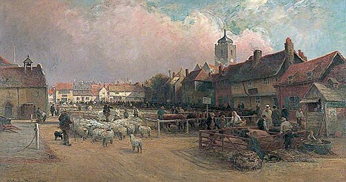 Market Day in Sandwich, Kent, 1906, Henry Maurice Page